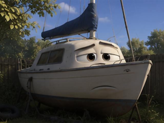 Lonely Boat Forgotten in a Yard